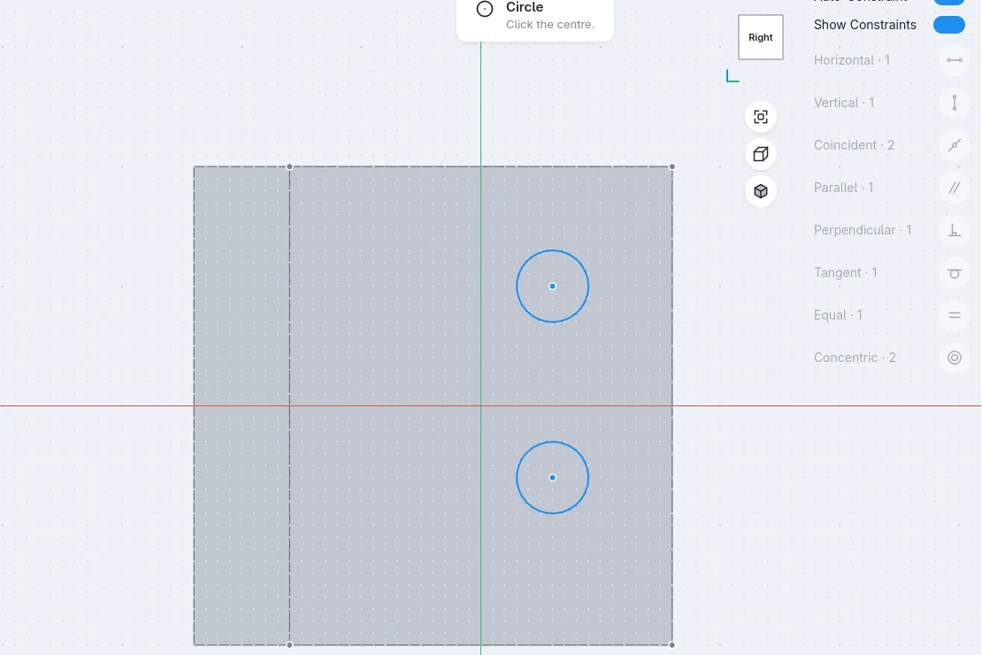 Add two holes: screenshot of formbar